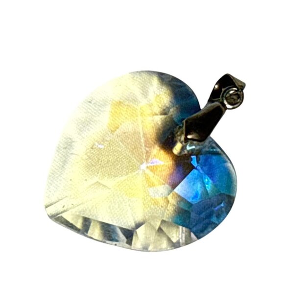 Crystal Heart Pendant Yellow Leaf Design with 18K GP Silver Bail - Picture 2 of 6
